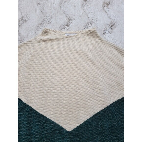 White Birch Cream Forest Green Long Sleeve Mock Neck Soft Sweater Size M - Picture 7 of 12